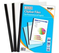 3 x A4 XL Capacity Clip Bar Files Report Project Black Slide Binder Folders