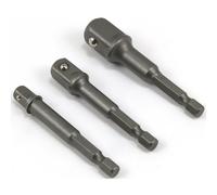3 x Adapter Set, Spanner Insert, Socket Adapter for Cordless Screwdrivers or Drills, Square Socket, for 1/4 Inch / 3/8 Inch / 1/2 Inch Socket / Sockets