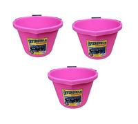 3 X Airflow Heavy Duty Invincible Builders Bucket - 3 Gallon / 15 Litre - Strong Handle & Calibrated Markings - Multi-Purpose Mixing, Gardening,Farm&Construction Use-Pack of 1 to 5-Multi Colours_Pink