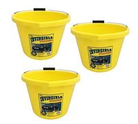 3 X Airflow Heavy Duty Invincible Builders Bucket - 3 Gallon/15 Litre-Strong Handle &Calibrated Markings-Multi-Purpose Mixing, Gardening,Farm&Construction Use-Pack of 1 to 5-Multi Colours_Yellow