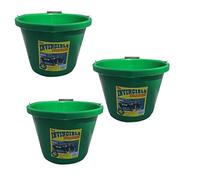3 X Airflow Heavy Duty Invincible Builders Bucket-3 Gallon/15 Litre - Strong Handle & Calibrated Markings - Multi-Purpose Mixing, Gardening,Farm&Construction Use-Pack of 1 to 5-Multi Colours_Green