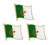 3 X Algeria National Flag Metal Enamel Pin Badge - 1.9cm x 1.6cm - Hard Enamel Green White Crescent Star Lapel Pin - Algerian Patriotic Symbol for Jacket, Hat