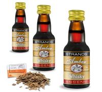 3 x Amber Whisky Style Essence 25ml - Alcohol-Free Flavouring - Smooth Oak, Sweetness & Warm Depth - Includes Free French Oak Chips 20g