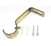 3 X Antique Brass Effect Curtain Rod Rail Brackets: 28mm