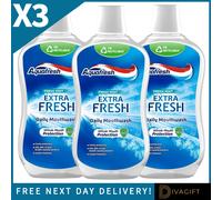 3 x AQUAFRESH FRESH MINT DAILY MOUTHWASH 500ML ANTI-BACTERIAL EXTRA FRESH NEW