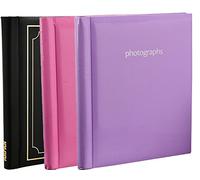 3 x Arpan Large Self Adhesive Photo Albums - 60 Sheets 120 Sides, Spiral Binder | Photo Album Self Adhesive Large Photo Albums Mixed Colour Set - Purple/Pink/Black