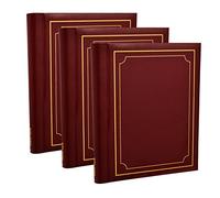 Arpan 3 x Self Adhesive Photo Albums Totaling 108 Sheets 216 Sides Padded Leather Style Finish Arpan Red One Size