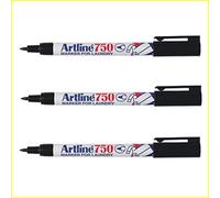 3 x Artline Laundry Marker Waterproof Ek-750, Black Ink 0.7mm