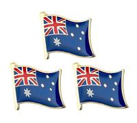 3 X Australia National Australian Flag Enamel Pin Badge Lapel - 1.9cm x 1.6cm - Hard Enamel Aussie Flag Design - Patriotic Souvenir for Jacket, Hat, or Backpack
