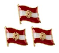 3 X Austria National Flag Enamel Pin Badge Red White Red Eagle Emblem Design Metal Lapel Brooch 1.9cm x 1.6cm Small Country Flag Pin for Jacket Backpack Hat Travel Souvenir Collectible Gift