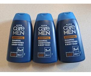 3 x Avon Care Men Essential 3-in-1 Shampoo Conditioner & Body Wash