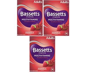 3 X Bassetts Raspberry and Pomegranate Adult Multivitamin Chewies - Pack of 30