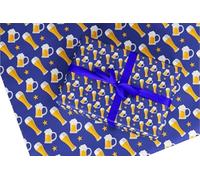 3 x Beer Mug & Pilsner Blue design wrapping paper. A3 eco friendly thick quality gift wrap paper for Father's Day, Christmas, Birthday & Valentine gifts