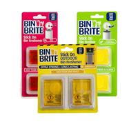3 x Bin Brite Stick On Bin Freshener 2 Pack | Lasts Up to 30 Days | Odour Control Bin Freshener | Bin Deodoriser for Kitchen, Household & Outdoor Bins | Citronella, Lemongrass & Berry Blast