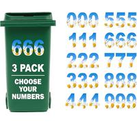 3 x Bin Numbers for Wheelie Bins, 0-9, Daisy Dustbin Stickers, Easy Application 17.5cm Stick On Number Stickers - Weatherproof Self Adhesive Vinyl (6)