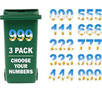 3 x Bin Numbers for Wheelie Bins, 0-9, Daisy Dustbin Stickers, Easy Application 17.5cm Stick On Number Stickers - Weatherproof Self Adhesive Vinyl (9)