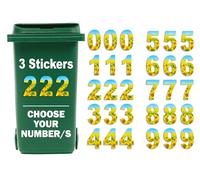 3 x Bin Numbers for Wheelie Bins, 0-9, Sunflower Dustbin Stickers, Easy Application 17.5cm Stick On Number Stickers - Weatherproof Self Adhesive Vinyl (2)