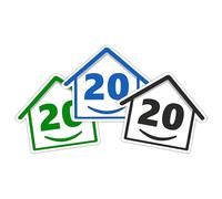3 x Bin Numbers for Wheelie Bins, 1-99, 15cm ‘Happy House’ Colour Design Dustbin Stickers, Easy Application Stick On Number Stickers - Weatherproof Self Adhesive Vinyl - Blue, Black and Green (20)