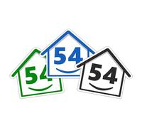 3 x Bin Numbers for Wheelie Bins, 1-99, 15cm ‘Happy House’ Colour Design Dustbin Stickers, Easy Application Stick On Number Stickers - Weatherproof Self Adhesive Vinyl - Blue, Black and Green (54)