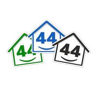 3 x Bin Numbers for Wheelie Bins, 1-99, 15cm ‘Happy House’ Colour Design Dustbin Stickers, Easy Application Stick On Number Stickers - Weatherproof Self Adhesive Vinyl - Blue, Black and Green (44)