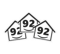 3 x Bin Numbers for Wheelie Bins, 1-99, 15cm ‘Happy House’ Design Dustbin Stickers, Easy Application Stick On Number Stickers - Weatherproof Self Adhesive Vinyl, Black (92)