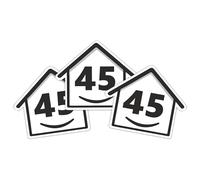 3 x Bin Numbers for Wheelie Bins, 1-99, 15cm ‘Happy House’ Design Dustbin Stickers, Easy Application Stick On Number Stickers - Weatherproof Self Adhesive Vinyl, Black (45)
