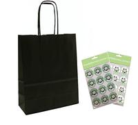 3 x Black Gift Bags With Seal Stickers/Paper Carrier Bag with Handles A4 Size - 22x31x10cms
