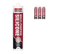 3 x Black Soudal Trade Silicone Multi Purpose Construction Sealant Acetoxy with Fungicide