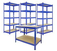 MonsterShop 3 x 90cm Q-Rax Blue Metal Racking Units & Workbench 7001 (3) #7003