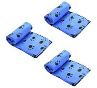 3 x Blue Soft Fleece Warm Pet Dog/Cat Bed Blankets