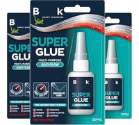 3 x Bostik 20ml Super Glue | Ultra Strong, Easy Flow & Controlled Nozzle for Reuse | For Bonding Plastics, Leather, Wood, Ceramics, Metal, Rubber etc | 60ml in Total