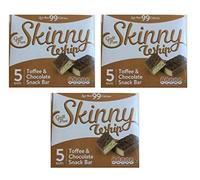 3 x Boxes Skinny Whip Toffee & Chocolate Snack BAR - 5 Bars PER Pack Less Than 99 Calories