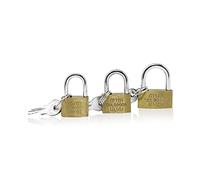 3 x Brass Padlock Security Locker Lock 2 Keys 20mm 25mm 30mm Heavy Duty Small