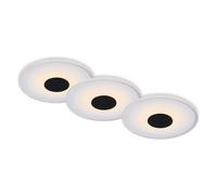 3 X Briloner LED Recessed Black Round Ø12cm IP44 6W 650lm Warm White 3000K