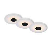 3 X Briloner LED Recessed Black Round Ø12cm IP44 6W 650lm Warm White 3000K
