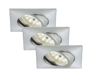 3 X Briloner LED Recessed Light Square Alu 3 X 5W Module 400Lm Warm White Swivel