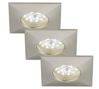 3 X Briloner LED Recessed Light Square Nickel Matte IP44 3x 5W 400lm Warm 3000K