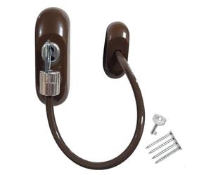 3 x Brown TruMAX Key-Locking Cable Restrictor Window Safety Security Lock