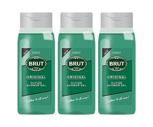 3 x Brut Original All In One Showergel Hair & Body Duschgel je 500 ml for men