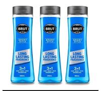 3 x Brut Sport Style Long Lasting Fragrance 3in1 Hair,Body,Face Shower Gel 600ml