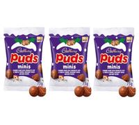 3 x Cadbury Dairy Milk Christmas Mini Puds 73g Each Mini Chocolate Puds Truffle Centre Hazelnut Pieces Rice Crisps Christmas Treat for Snacking Bundle Stocking Filler Confectionery Present Great Gift