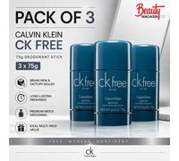 3 x Calvin Klein CK Free Deodorant Stick 75g For Men New Sealed Alcohol Free