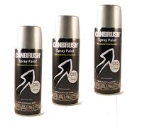 3 x CANBRUSH C803 Silver Spray Paint - For Metal Plastic & Wood 400ML