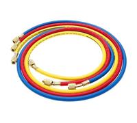 3 x Car Charging Tubes, Air Conditioning and Coolant, Filling Hose for R134a, 1/4 SAE 1.5 m Three Colours Fluorescent Filled Flexible Hose, Brass Connector for Car Repair Workshops