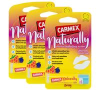 3 x Carmex NATURALLY Berry Lip Balm Natural Hydrating Moisturising Stick 4.25g