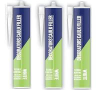 3 X Cartridge silicone sealant easy to apply indoor & outdoor multi use sealantall-purpose acrylic white clear black brown sealant (3 x White Decorators Caulk Filler 260ML)