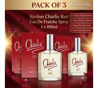 3 x Charlie Red Eau Fraiche Spray for Women 100ml - (Pack of 3)