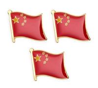 3 X China Chinese National Flag Metal Enamel Pin Badge - Red Lapel Brooch Set 1.9 x 1.6 cm - Patriotic National Identity Symbol for Events & Gifting