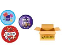 3 x Chocolate Tub Bundle - Heroes, Roses & Celebrations 550g Each | Assorted Milk Chocolate Gift Selection | Perfect for Christmas, Birthday & New Year 2025