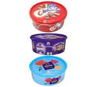 3 x Chocolate Tub For Heros, Roses & Celebrations 550g Perfect For Birthday, christmas, New year 2025.(NEW PACK)